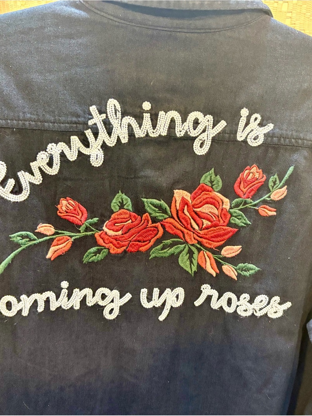Rock & Roll Cowgirl Black Jacket with Pink Trim and White Embroidery